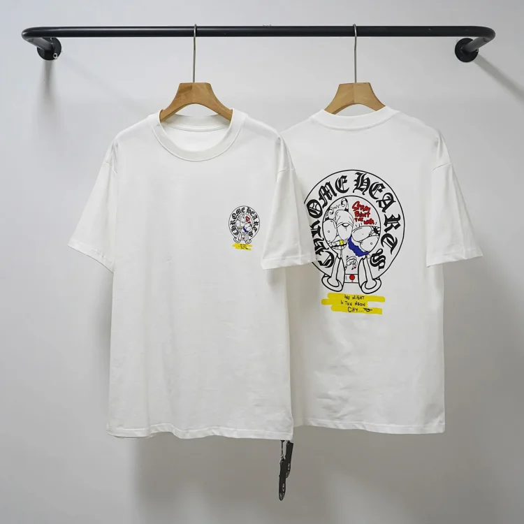 CH cross print round neck cotton mens trendy T-shirt(pic22) CH cross print round neck cotton men's trendy T-shirt