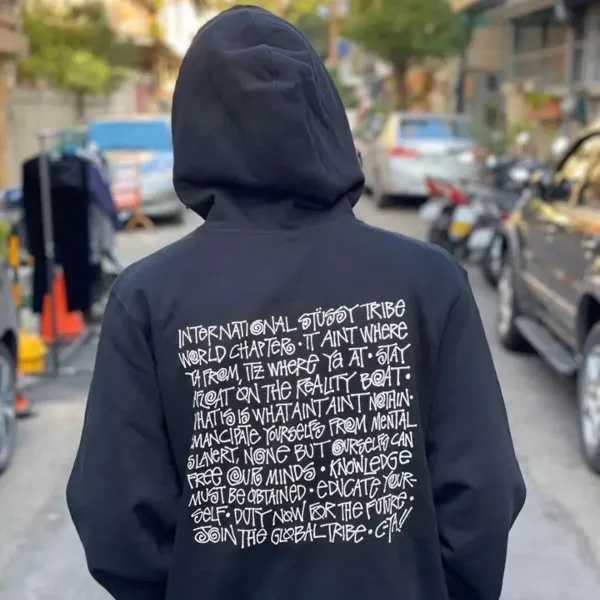 Stussy Graphic Print Black Crewneck Sweatshirt Hoodie - 7