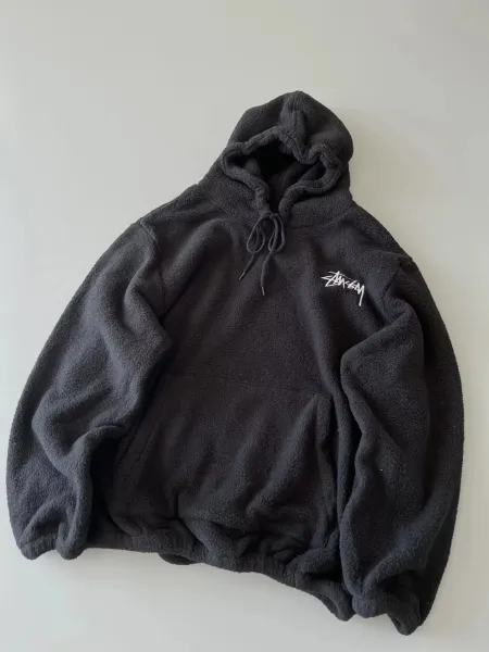 Stussy Fleece Hoodie White Navy Black - 8