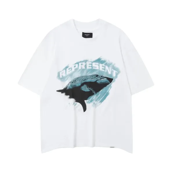 Represent Whale Graphic Oversized T-Shirt White - 1