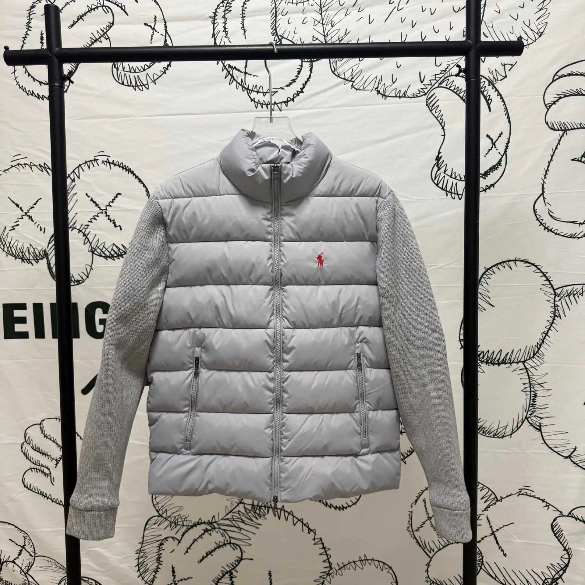 Quilted Puffer Jacket with Knit Sleeves photo 7