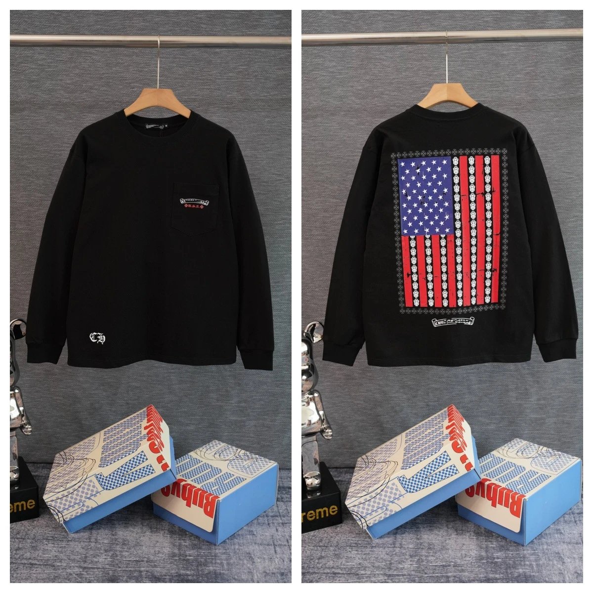 Chrome Hearts Chest Pocket Sanskrit Print Long Sleeve T-Shirt photo 4