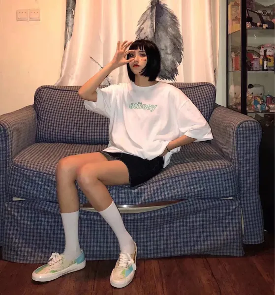 Stussy Designs In USA Green Logo T-Shirt White - 4
