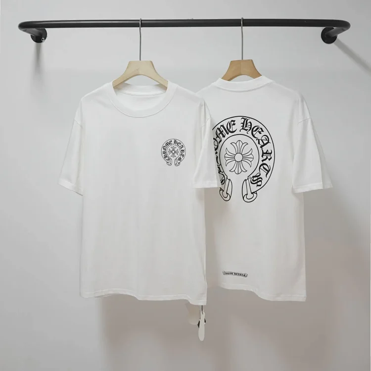 CH cross print round neck cotton mens trendy T-shirt(pic5) CH cross print round neck cotton men's trendy T-shirt