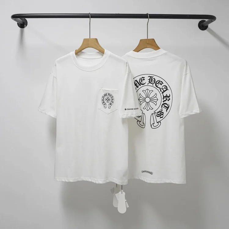 CH cross print round neck cotton mens trendy T-shirt(pic20) CH cross print round neck cotton men's trendy T-shirt
