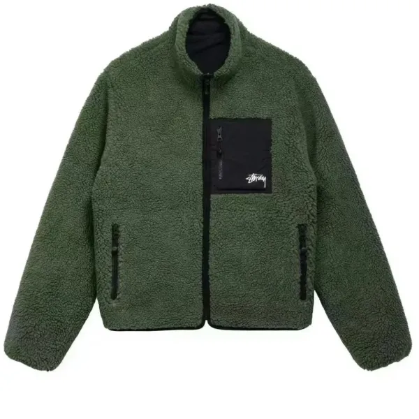 Design 8-Ball Sherpa Jacket Beige and Black Outerwear - 11
