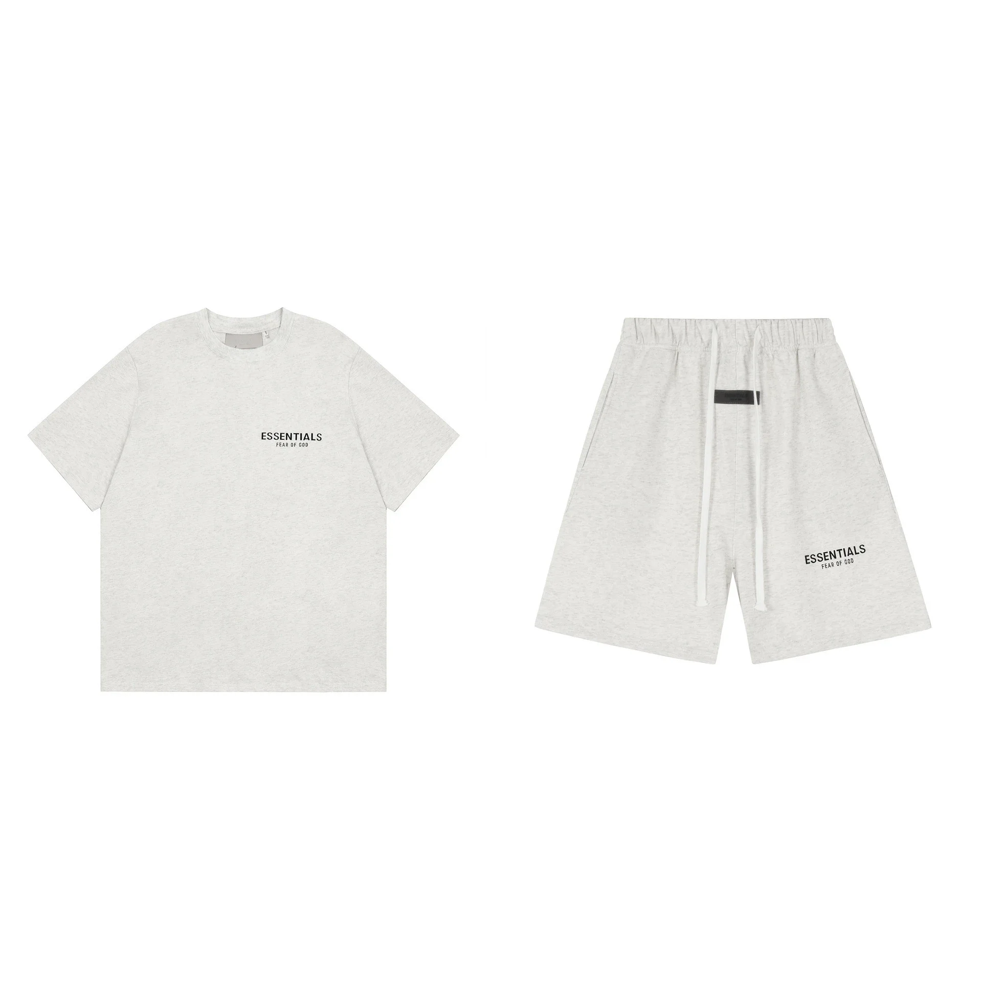 Front and back letter flocking summer trendy casual men's and women's short-sleeved shorts suit
