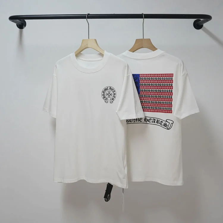 CH cross print round neck cotton mens trendy T-shirt(pic3) CH cross print round neck cotton men's trendy T-shirt