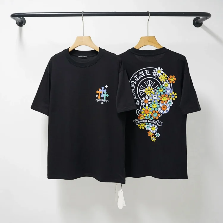 CH cross print round neck cotton mens trendy T-shirt(pic15) CH cross print round neck cotton men's trendy T-shirt