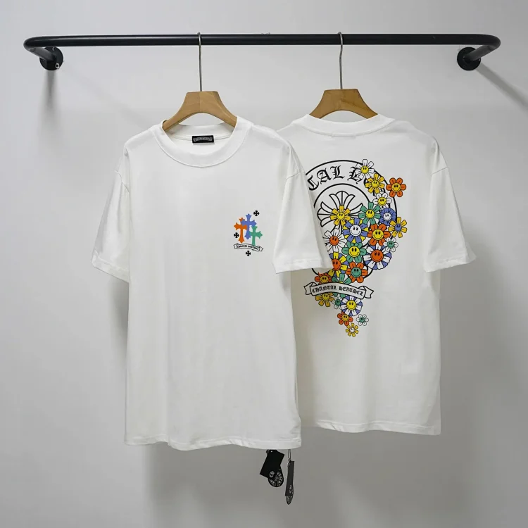 CH cross print round neck cotton mens trendy T-shirt(pic16) CH cross print round neck cotton men's trendy T-shirt