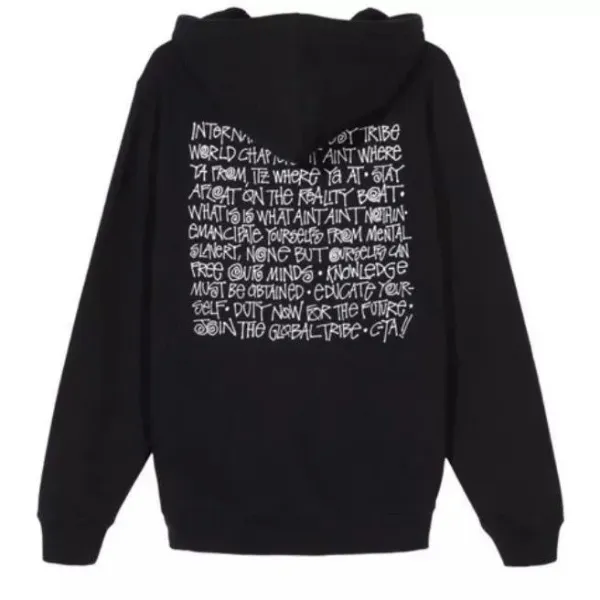 Stussy Graphic Print Black Crewneck Sweatshirt Hoodie - 9