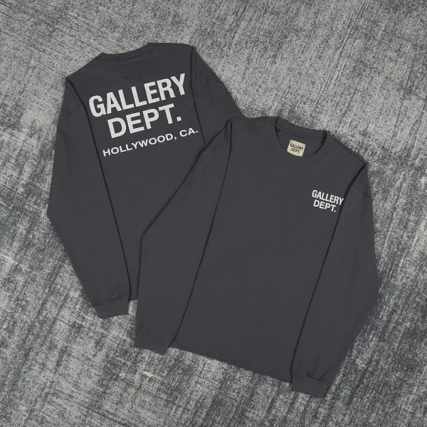 Gallery Dept Gallery Dept. Hollywood Long Sleeve Tee Charcoal Gray T-Shirts - 1