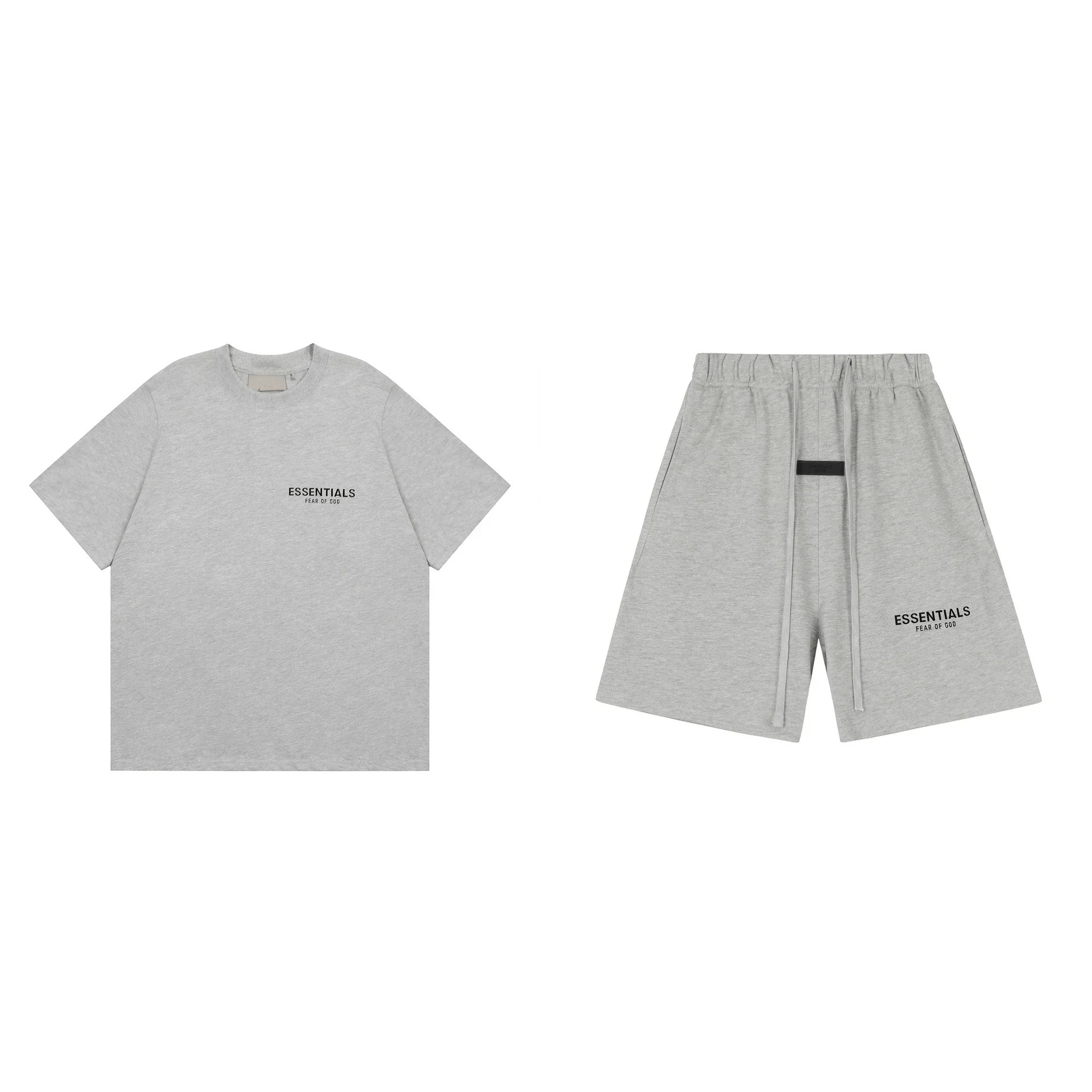 Front and back letter flocking summer trendy casual men's and women's short-sleeved shorts suit