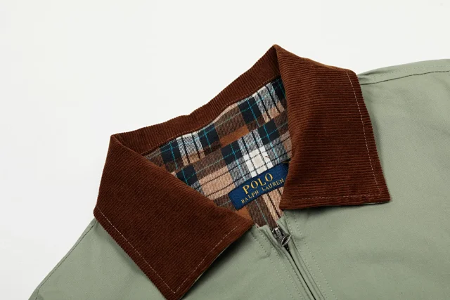 Polo Ralph Lauren Jackets Zip-Front Jacket with Corduroy Collar and Plaid Lining product detail image 4