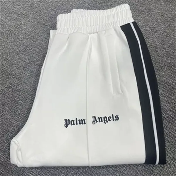 Palm Angels Track Pants White with Black Side Stripe Sweatpants - 1