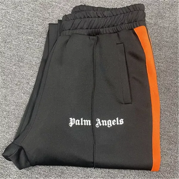 Palm Angels Track Pants Black Orange Side Stripe Sweatpants - 1