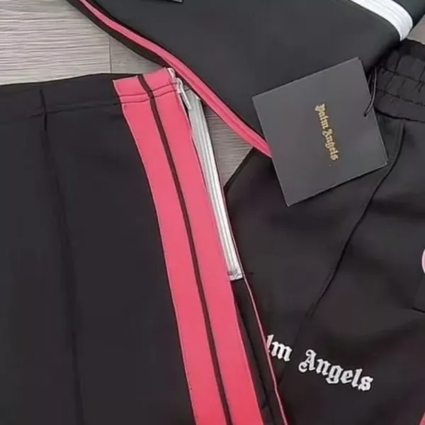 Palm Angels Track Pants Black with Pink Stripes Sweatpants - 1