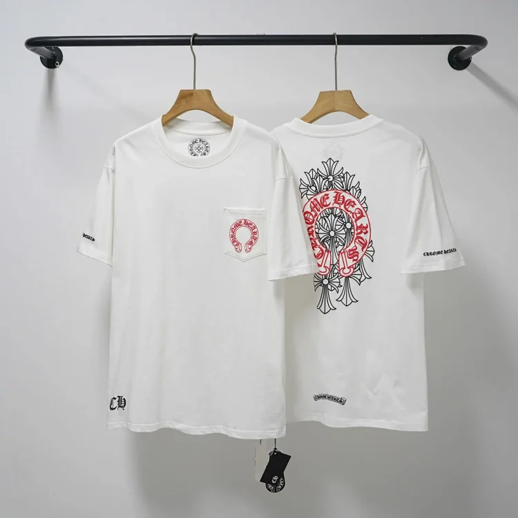 CH cross print round neck cotton mens trendy T-shirt(pic30) CH cross print round neck cotton men's trendy T-shirt