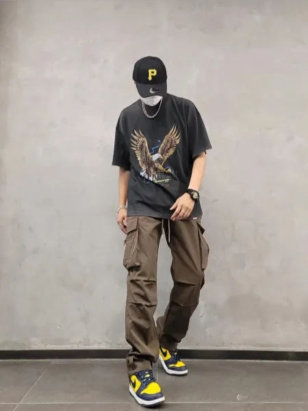 Represent Eagle Print Oversized T-Shirt Beige - 8