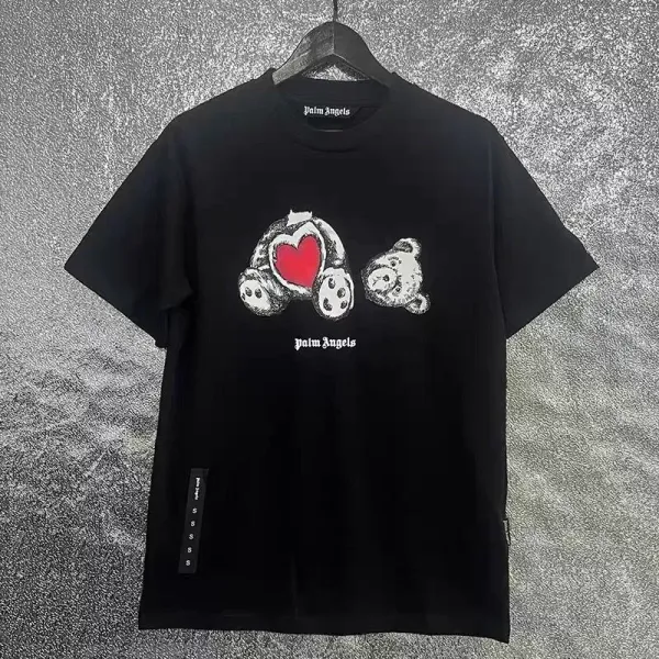 Palm Angels Bear Heart Black T-Shirt - 1