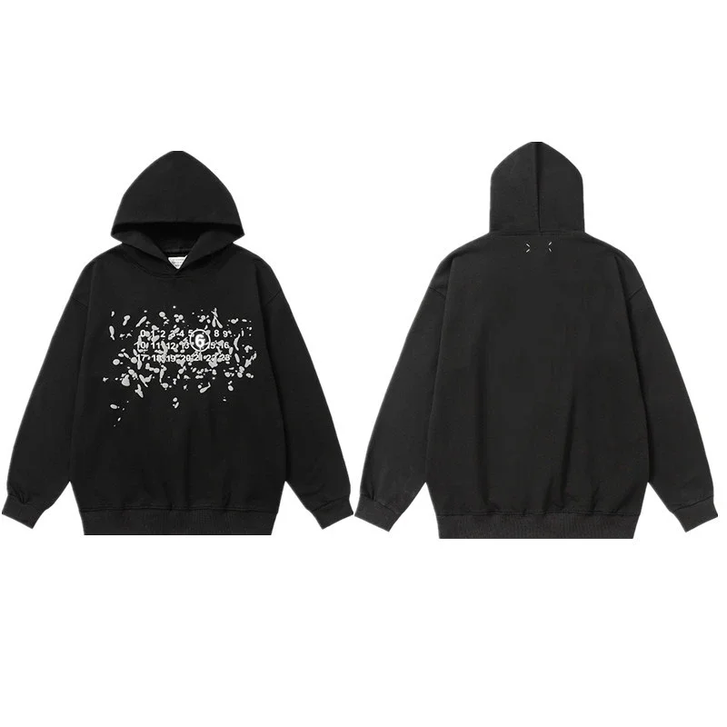 MM6 Autumn and Winter Loose Jacket Casual Hooded Sweatshirt Trendy Print