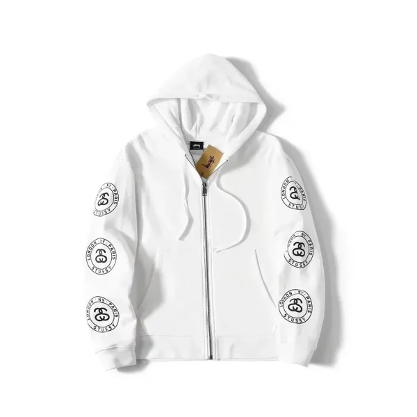 Stussy Archive Logo Print Full-Zip Hoodie Green / White / Black - 5