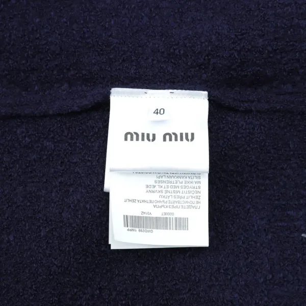 Miu Miu Embroidered Teddy Round-Neck Sweater Navy - 6