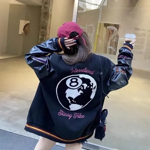 Stussy Embroidered Varsity Jacket Black Outerwear - 4