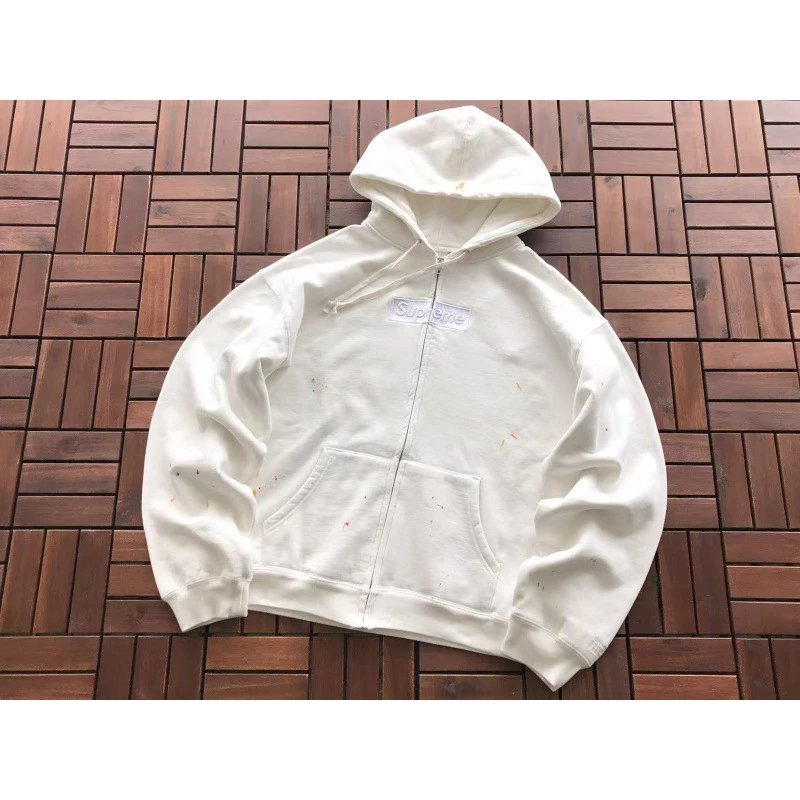 Splatter Print Embroidery Zip Hoodie photo 4