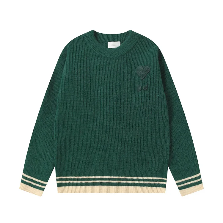 Love embroidered knitted sweater casual loose and versatile couple style(pic14) Love embroidered knitted sweater casual loose and versatile couple style