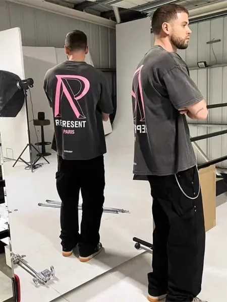 Represent Milan Oversized Washed Black T-Shirt - 9
