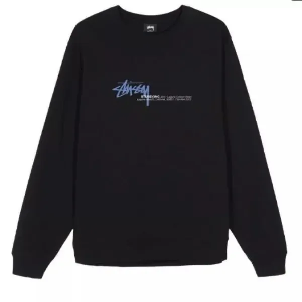 Stussy Script Logo Crewneck Black Sweatshirt Hoodie - 1