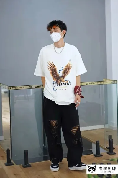 Represent Eagle Print Oversized T-Shirt Beige - 11