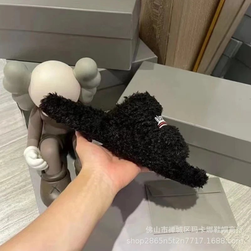 Balenciaga Arena Furry Slippers Black - 9