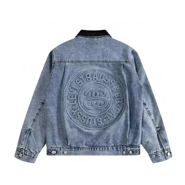 Stussy x Levi's Striped Wool Varsity Jacket Black / Gray Outerwear - 10