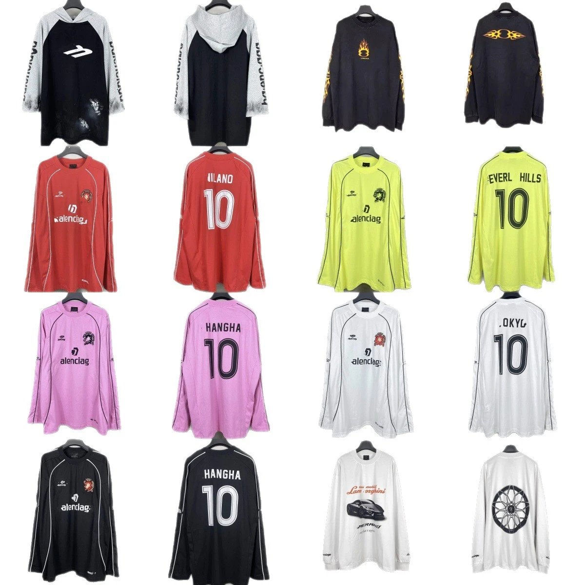 Balenciaga 01 White Blue Purple Black Tie-Dye Long Sleeve Graphic T-Shirt