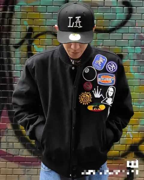 Stussy Patchwork Bomber Jacket Black Outerwear - 6