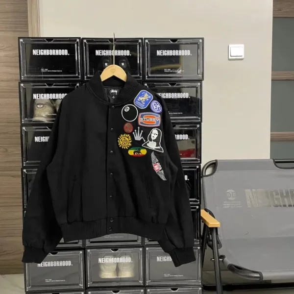 Stussy Patchwork Bomber Jacket Black Outerwear - 11