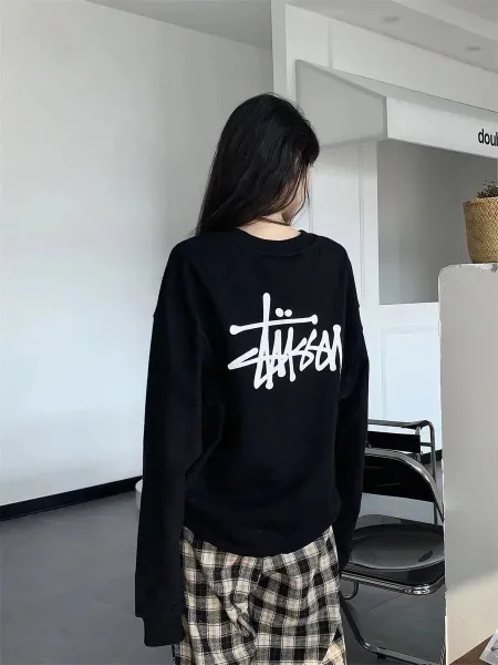 Stussy Classic Logo Oversized Sweatshirt Brown Hoodie - 9