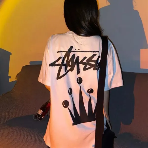 Stussy Crown Logo Oversized T-Shirt White - 1