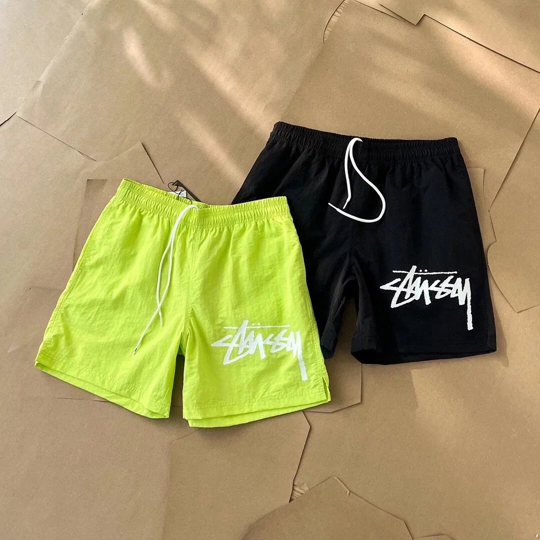 Stussy Logo Shorts Black and Neon Yellow - 8