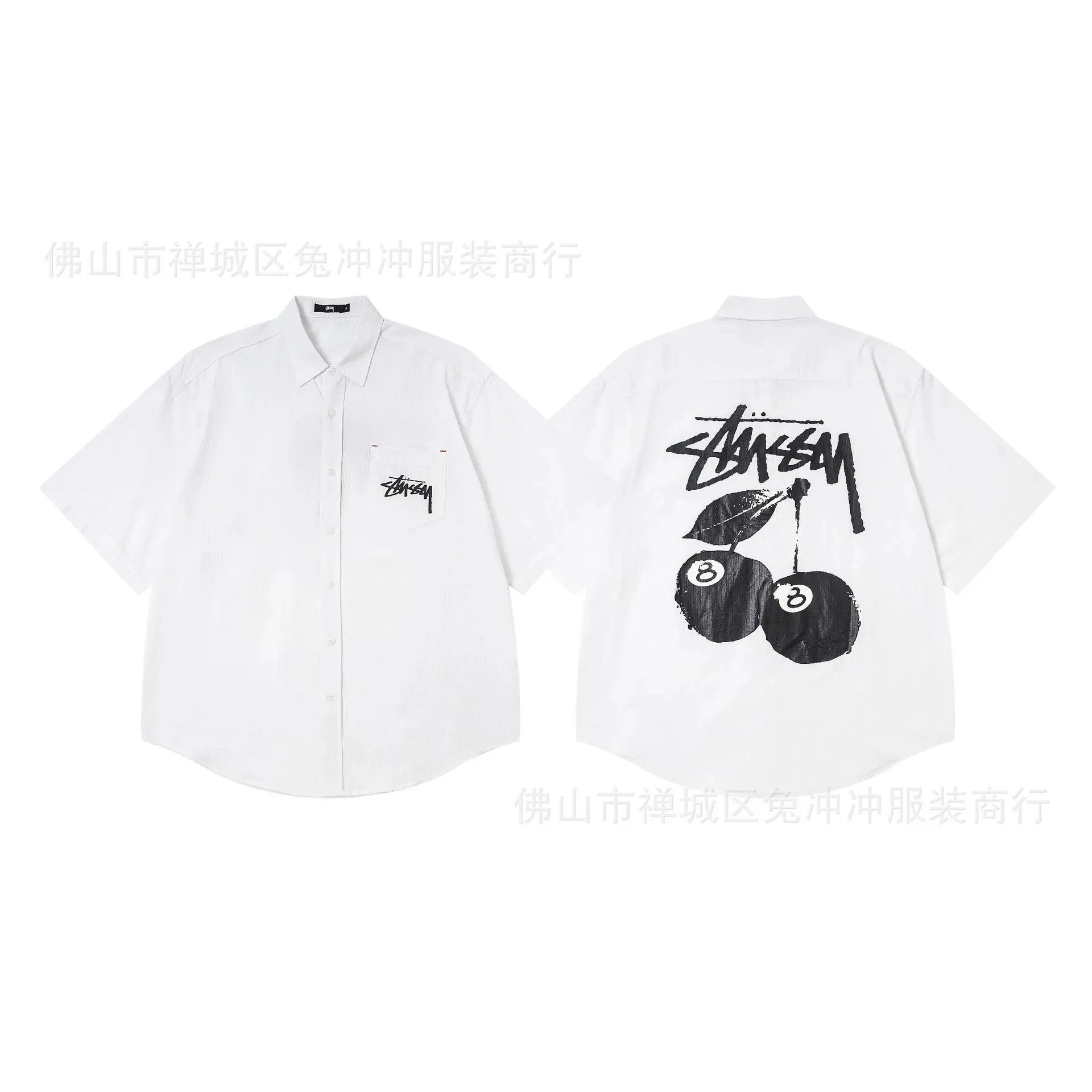 Stussy Short-Sleeve Button-Up Shirts with 8-Ball Graphics product photo 4