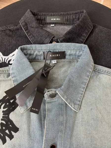 Denim Jacket with Abstract Star Motif Print Light Wash Denim-Jacket - 11