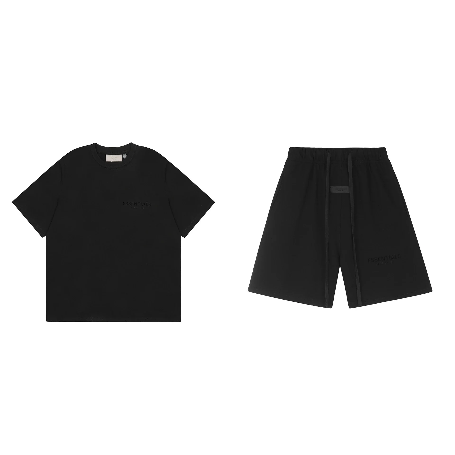 Front and back letter flocking summer trendy casual men's and women's short-sleeved shorts suit