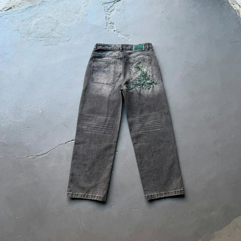 Heavy Embroidered Statue Straight Jeans photo 8