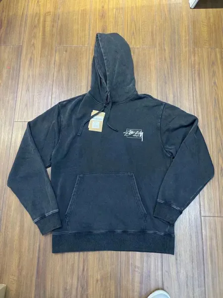 Stussy Box Logo Washed Black Hoodie - 1