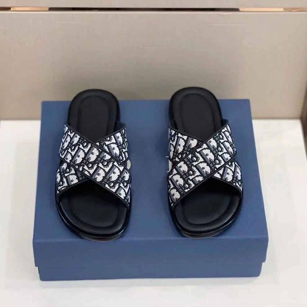 Dior Oblique Cross-Strap Slide Sandals Black - 2