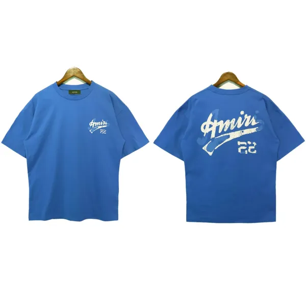 Amiri Script Logo Oversized T-Shirt Blue - 1