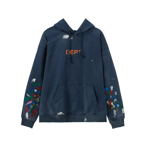 DEPT x Artist Collaboration Paint-Splatter Hoodie Navy - 1