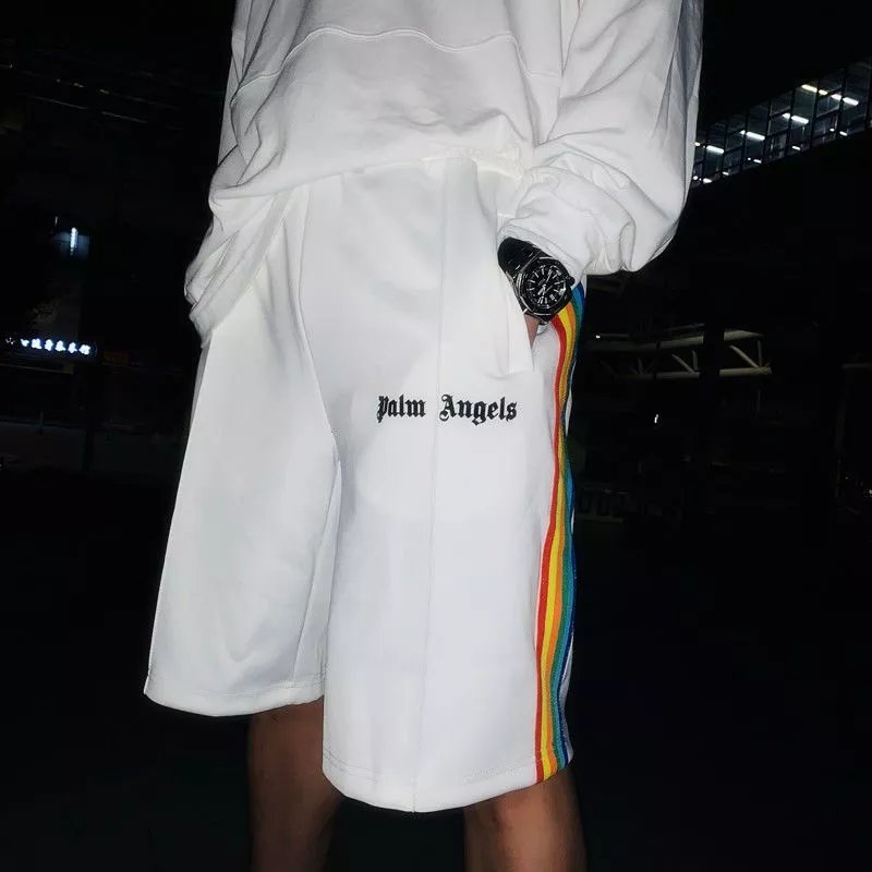 Palm Angels Rainbow Stripe Track Shorts Blue - 4